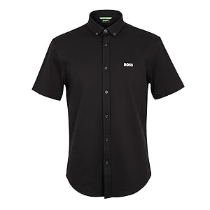 BOSS Mens HBG Motion S Plain Short Sleeve Shirt Black M