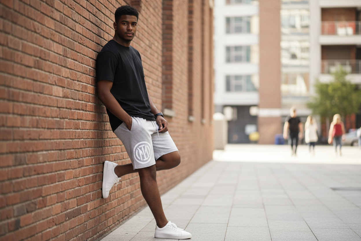 Модел с Inter шорти - градска среда